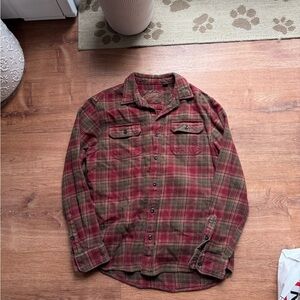 Orvis Red & Olive Plaid Button-Up Shirt